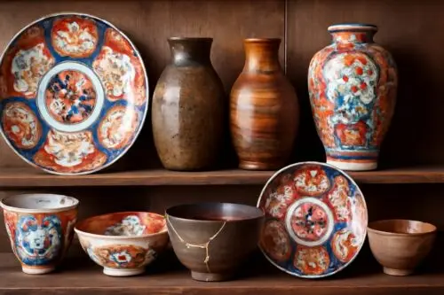 Gốm Nhật Bản, gốm Imari, gốm Arita, gốm Bizen, gốm Kutani, nghệ thuật gốm Nhật Bản, trà đạo Nhật Bản, kỹ thuật Raku, kỹ thuật Kintsugi, ảnh hưởng của gốm Nhật Bản, nghệ thuật phục hồi gốm Nhật Bản.